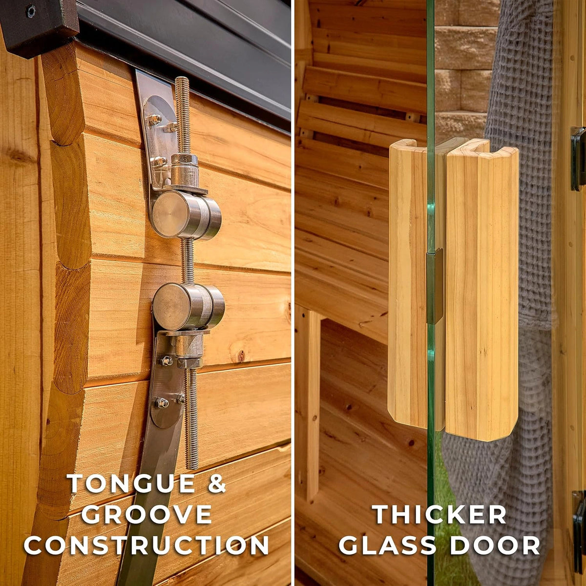 Paxton 4-6 Person Traditional Cedar Outdoor Barrel Sauna with Electric Sauna Heater, Front Porch, Sauna Rocks, Dry Heat, Steam Sauna, LED Lights, Wi-Fi Panel, Sauna Accessories — product view 7