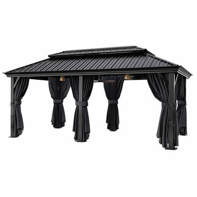 12x20 Hardtop Gazebo with Galvanized Steel Roof & Curtains