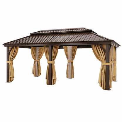 12×20 Hardtop Gazebo with Metal Roof, Heavy Duty Galvanized Steel Gazebo with Reinforced Aluminum Frame, Flame-Resistant Curtain — product view 9