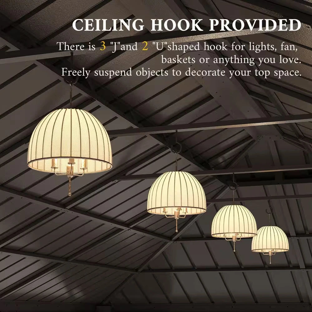 14 Ft. X 22 Ft. Double Galvanized Steel Roof Aluminum Wood-Looking Frame Outdoor Patio Hardtop Gazeb — product view 8