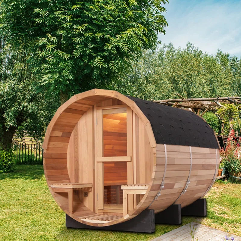 6-Person Patchworkred Cedar Traditional Steam Barrel Sauna — product view 10