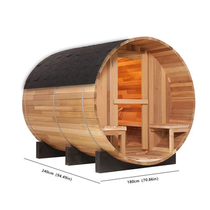 6-Person Patchworkred Cedar Traditional Steam Barrel Sauna — product view 5