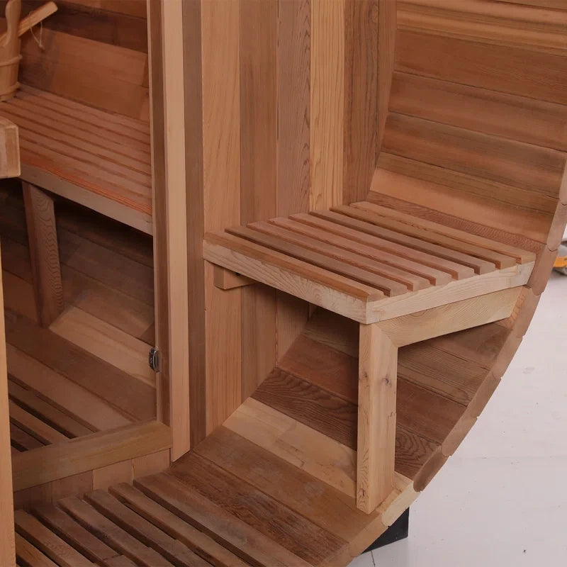 6-Person Patchworkred Cedar Traditional Steam Barrel Sauna — product view 6