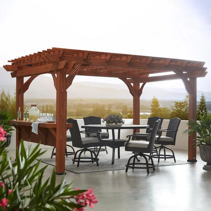 Ashland 10 Ft. X 14 Ft. All Cedar Wood Outdoor Pergola Shade Structure with Bar and Electric — product view 2