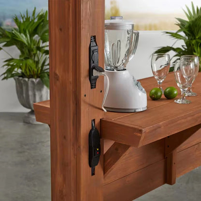 Ashland 10 Ft. X 14 Ft. All Cedar Wood Outdoor Pergola Shade Structure with Bar and Electric — product view 3