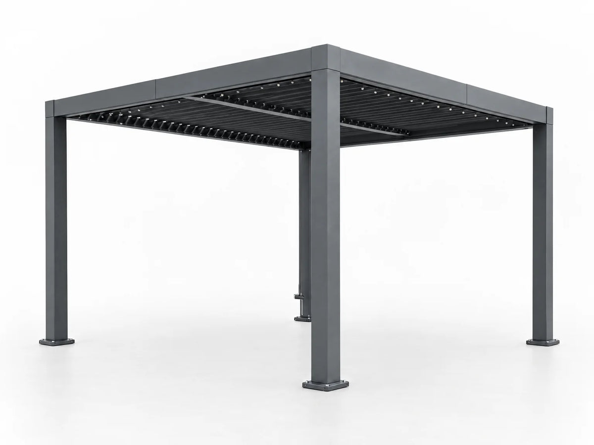 Outdoor Pergola Designed for Year-Round Use, Adjustable Louvered Roof, Aluminum Frame, Integrated Drainage — Studio Shot