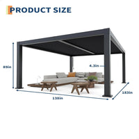 Louvered Pergola, Outdoor Pergola with Adjustable Louvered Roof, Reinforced Aluminum Frame, Integrated Drainage System, Hardtop Gazebo for Patio — product view 11