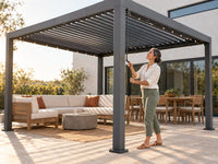 Louvered Pergola, Outdoor Pergola with Adjustable Louvered Roof, Reinforced Aluminum Frame, Integrated Drainage System, Hardtop Gazebo for Patio — product view 2